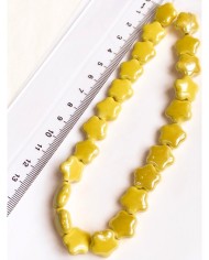 İpe Dizili Seramik Boncuk Sarı Yıldız 14mm - 1 Dizi