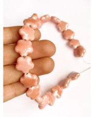 İpe Dizili Seramik Boncuk Pembe Yıldız 14mm - 1 Dizi