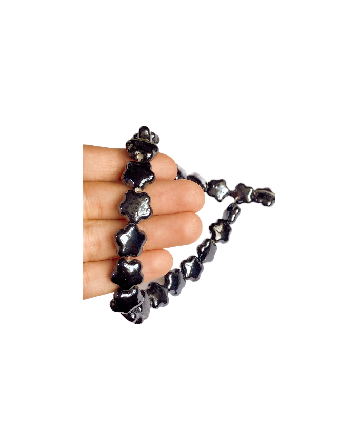 İpe Dizili Seramik Boncuk Siyah Yıldız 14mm - 1 Dizi