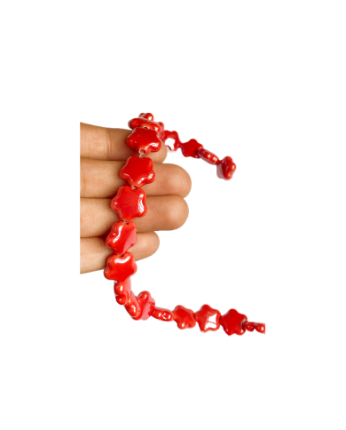 İpe Dizili Seramik Boncuk Kırmızı Yıldız 14mm - 1 Dizi