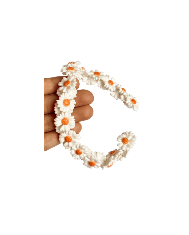 İpe Dizili Seramik Boncuk Beyaz Papatya 17mm - 1 Dizi