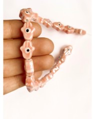 İpe Dizili Seramik Boncuk Pembe Hamsa El 15mm - 1 Dizi