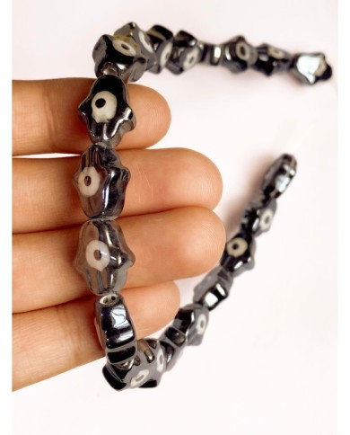 İpe Dizili Seramik Boncuk Siyah Hamsa El 15mm - 1 Dizi