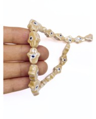 İpe Dizili Seramik Boncuk Krem Hamsa El 15mm - 1 Dizi