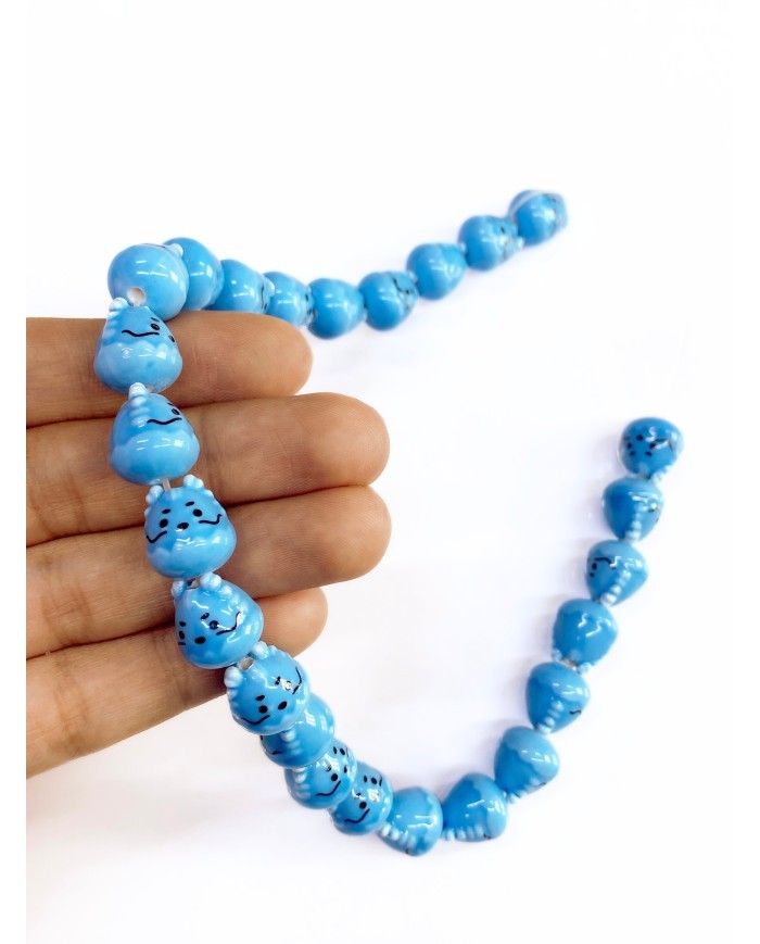 İpe Dizili Seramik Boncuk Mavi Tavşan 14mm - 1 Dizi