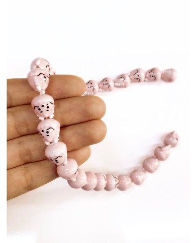 İpe Dizili Seramik Boncuk Pembe Tavşan 14mm - 1 Dizi