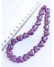 İpe Dizili Seramik Boncuk Turuncu Nazar Boncuklu Kalp 13mm - 1 Dizi