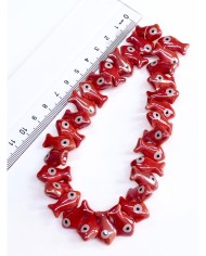 İpe Dizili Seramik Boncuk Kırmızı Yüzgeçli Balık 12mm - 1 Dizi