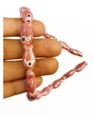 İpe Dizili Seramik Boncuk Pembe Balık 19mm - 1 Dizi