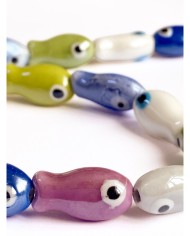 İpe Dizili Seramik Boncuk Renkli Balık 19mm - 1 Dizi