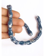 İpe Dizili Seramik Boncuk Mavi Balık 19mm - 1 Dizi