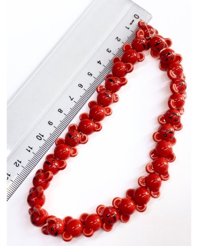 İpe Dizili Seramik Boncuk Turuncu Fare 12mm - 1 Dizi