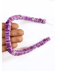 İpe Dizili Seramik Boncuk Mor Nazar Boncuklu Küp 10mm - 1 Dizi