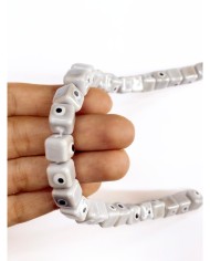 İpe Dizili Seramik Boncuk Gri Nazar Boncuklu Küp 10mm - 1 Dizi