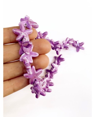 Seramik Boncuk Solungaçlı Deniz Yıldızı Mor 19mm