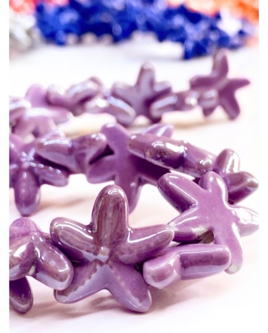 Seramik Boncuk Solungaçlı Deniz Yıldızı Mor 19mm