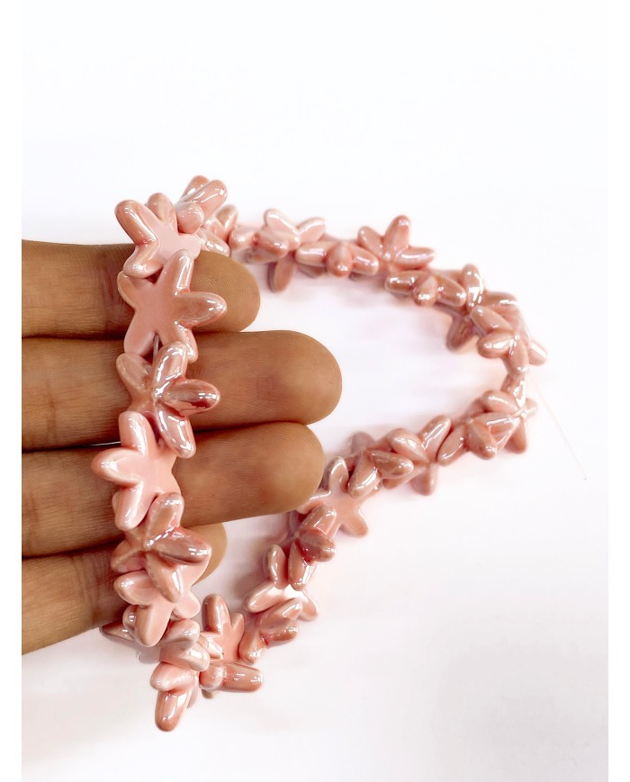 Seramik Boncuk Solungaçlı Deniz Yıldızı Pembe 19mm