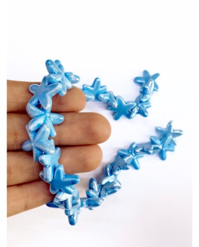 Seramik Boncuk Solungaçlı Deniz Yıldızı Mavi 19mm