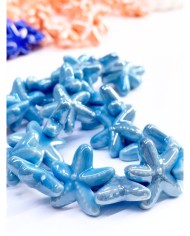 Seramik Boncuk Solungaçlı Deniz Yıldızı Mavi 19mm