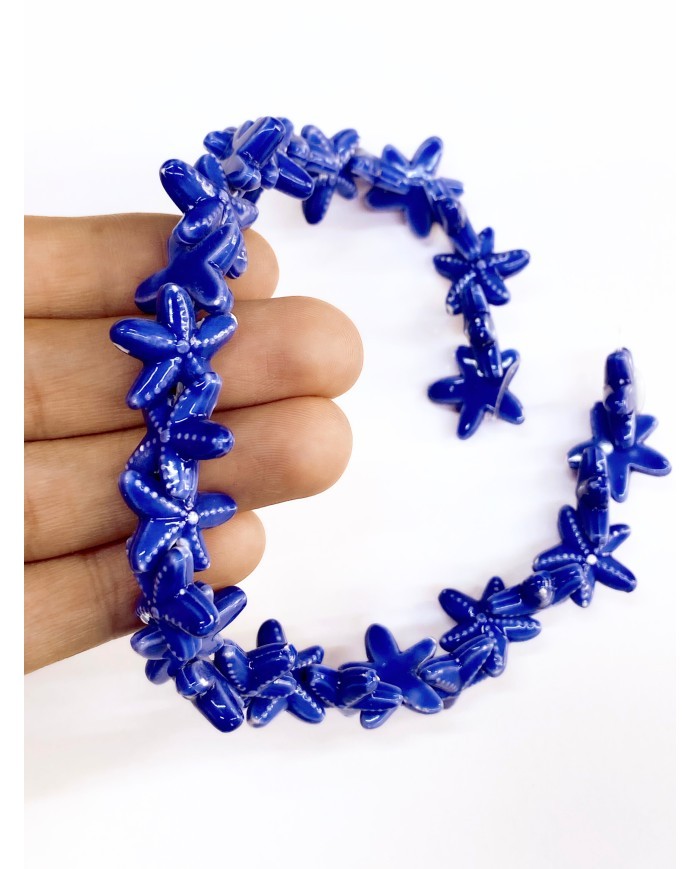 Seramik Boncuk Solungaçlı Deniz Yıldızı Lacivert 19mm