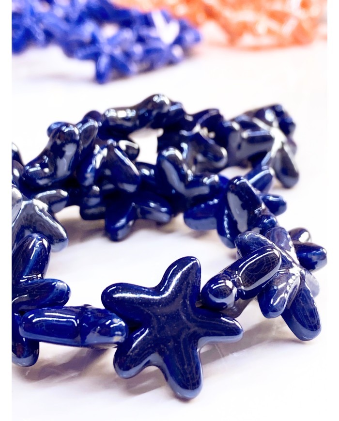 Seramik Boncuk Solungaçlı Deniz Yıldızı Lacivert 19mm