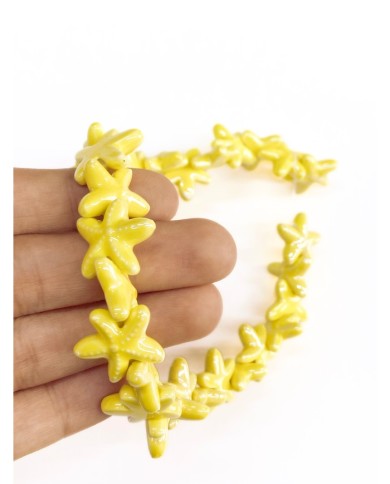 Seramik Boncuk Solungaçlı Deniz Yıldızı Sarı 19mm