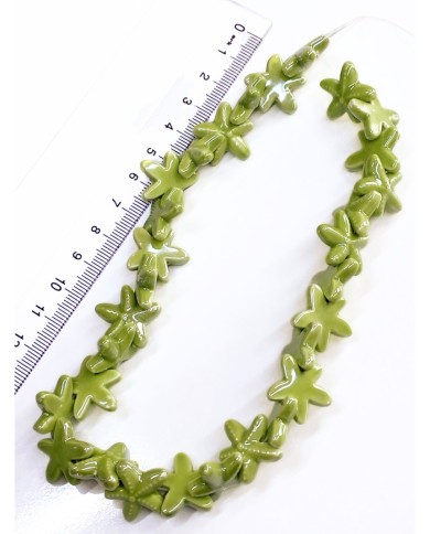 Seramik Boncuk Solungaçlı Deniz Yıldızı Yeşil 19mm