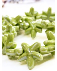 Seramik Boncuk Solungaçlı Deniz Yıldızı Yeşil 19mm