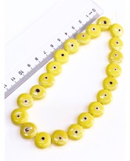 İpe Dizili Seramik Boncuk Pembe Yuvarlak Yassı 15mm