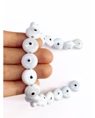 İpe Dizili Seramik Boncuk Beyaz Yuvarlak Yassı 15mm - 1 Dizi