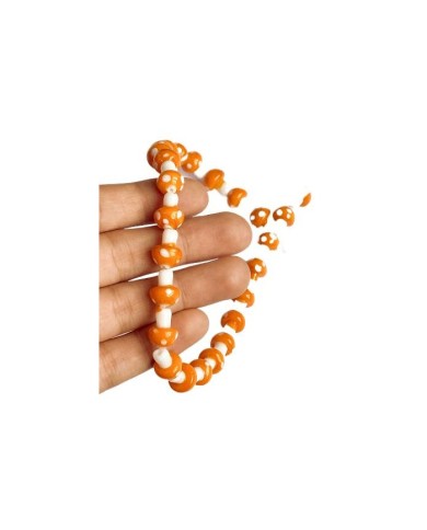 İpe Dizili Seramik Boncuk Turuncu Mantar 14mm