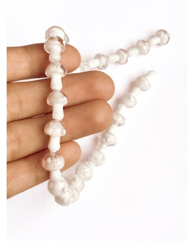 İpe Dizili Seramik Boncuk Pembe Mantar 14mm - 1 Dizi