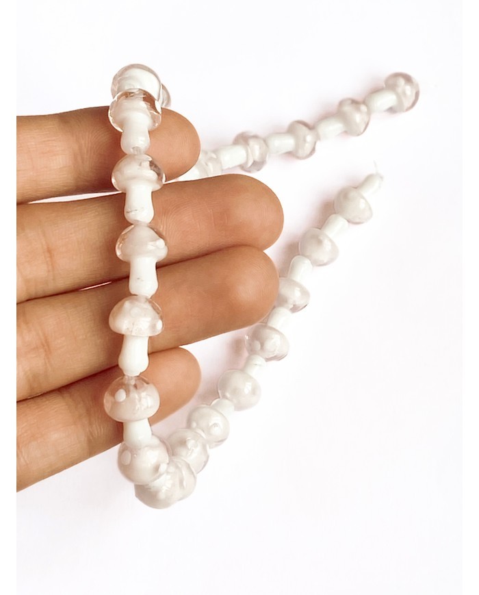 İpe Dizili Seramik Boncuk Pembe Mantar 14mm - 1 Dizi