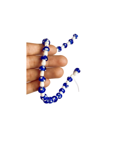 İpe Dizili Seramik Boncuk Lacivert Mantar 14mm - 1 Dizi