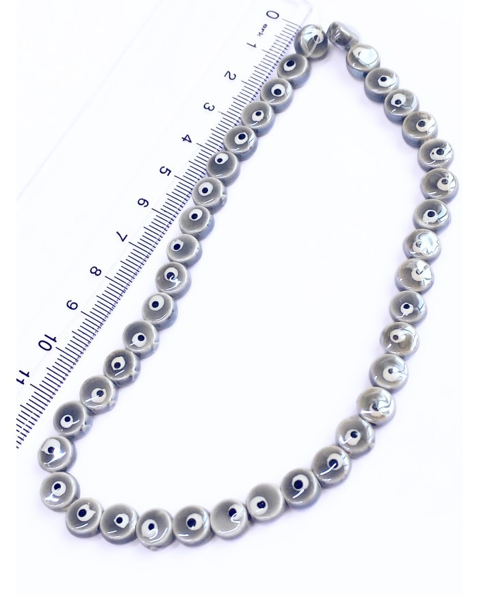 İpe Dizili Seramik Boncuk Mor Nazar Boncuğu Yuvarlak 7mm - 1 Dizi