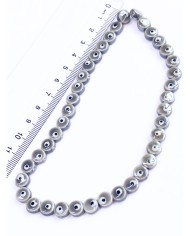 İpe Dizili Seramik Boncuk Beyaz Nazar Boncuğu Yuvarlak 7mm - 1 Dizi