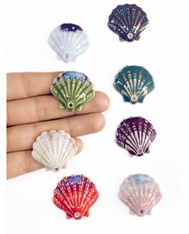 Seramik Boncuk Yeşil İstiridye 29mm