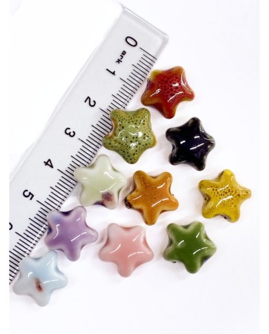 Seramik Boncuk Yeşil Mini Yıldız 15mm