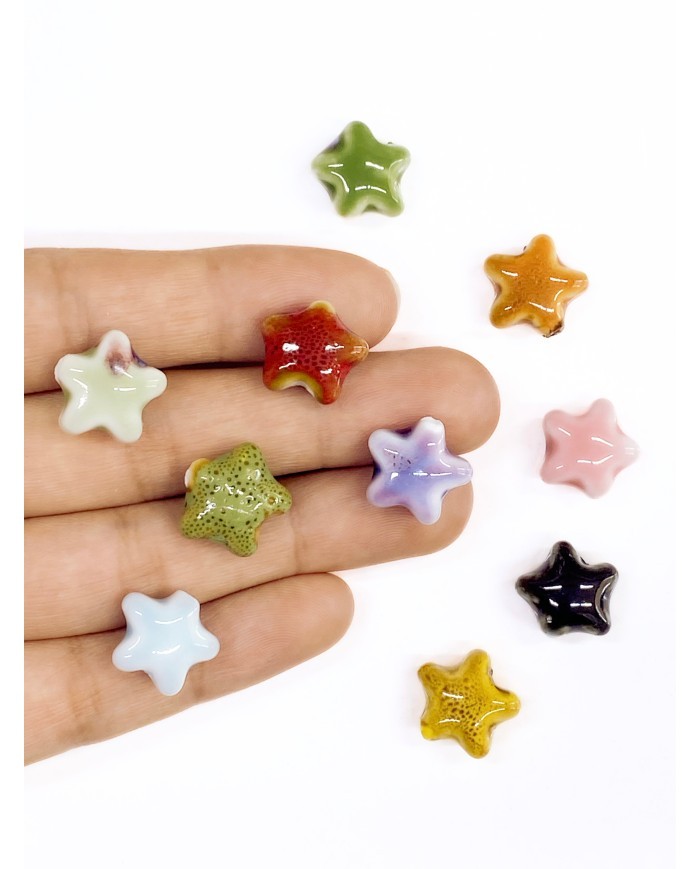 Seramik Boncuk Siyah Mini Yıldız 15mm