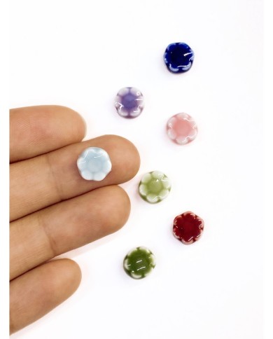 Seramik Boncuk Mavi Mini Çiçek 10mm