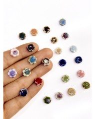 Seramik Boncuk Siyah Mini Çiçek 10mm