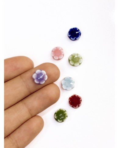 Seramik Boncuk Mor Mini Çiçek 10mm