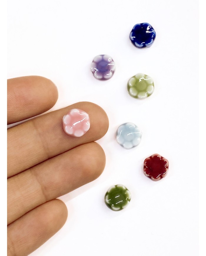 Seramik Boncuk Pembe Mini Çiçek 10mm