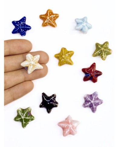 Seramik Boncuk Krem Deniz Yıldızı 21mm