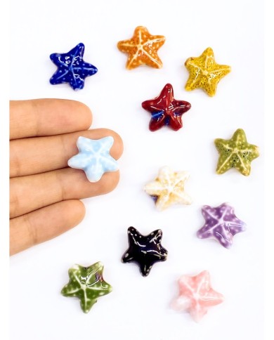 Seramik Boncuk Mavi Deniz Yıldızı 21mm