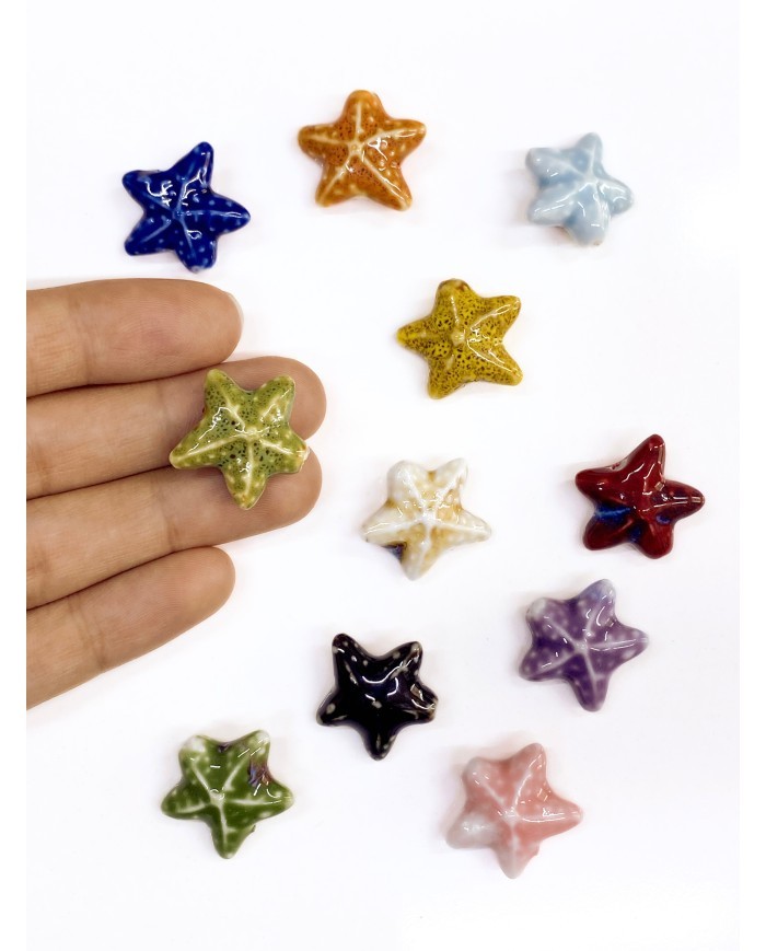 Seramik Boncuk Yeşil Deniz Yıldızı 21mm
