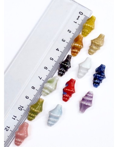 Seramik Boncuk Mavi Sivri Deniz Kabuğu Kozalağı 21mm