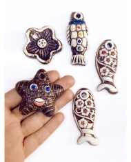 Seramik Boncuk Kahverengi Yüzlü Yıldız 53mm - 1 Adet