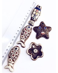 Seramik Boncuk Kahverengi Yüzlü Yıldız 53mm - 1 Adet