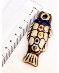 Seramik Boncuk Çiçekli Balık 65mm - 1 Adet